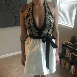 Black/gold/white homecoming or party dress